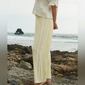 SOLD Coco Maisonette Organic Stripe Track Pant in Butter Yellow